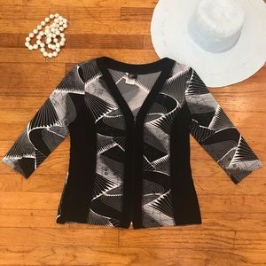 Libra | Zip Front Black White Blouse Medium